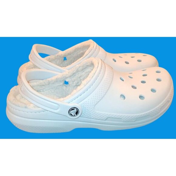 Fleece-Lined Baby Blue Crocs Classic Clog Mule Slip-On Shoes For Men/Women - Picture 1 of 11